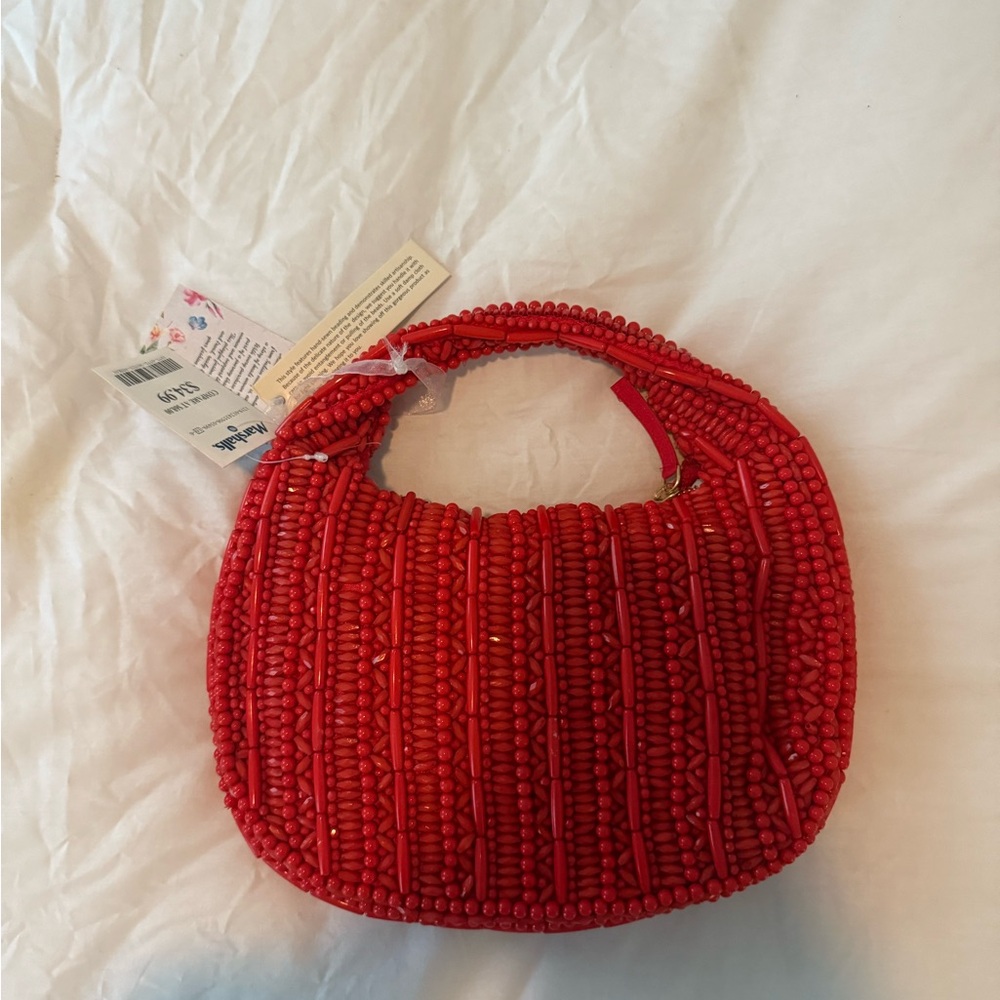 Burnt Orange/Red Beaded Bag